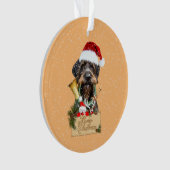Deutsch Drahthaar, vrolijk kerstfeest! MagnetButto Ornament (voorkant)