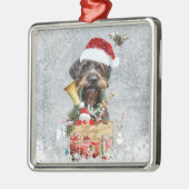 Deutsch Drahthaar, vrolijk kerstfeest! Metalen Ornament (Links)