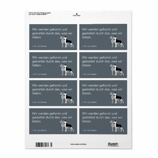 Deutsche Dogge Briefaufkleber Etiket (Full Sheet)