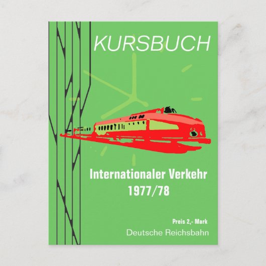 Deutsche Reichsbahn Kursbuchdesign Briefkaart (Voorkant)