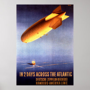 DEUTSCHE ZEPPELIN 2 dagen over Atlantische Vintage Poster