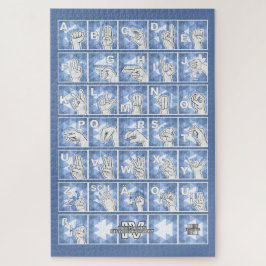 Deutsches Fingeralphabet 4 - blau / Legpuzzel
