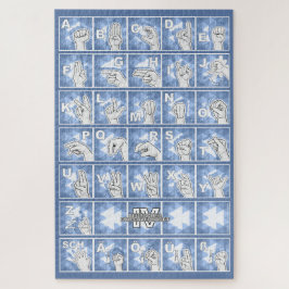Deutsches Fingeralphabet 4 - blau / Legpuzzel