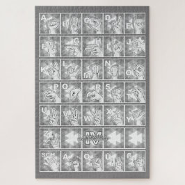 Deutsches Fingeralphabet 4 - grau / Legpuzzel