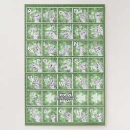 Deutsches Fingeralphabet 4 - grün / Legpuzzel