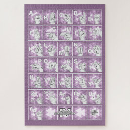 Deutsches Fingeralphabet 4 - lavendelgrau / Puzzle Legpuzzel