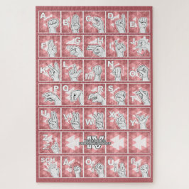 Deutsches Fingeralphabet 4 - rot / Legpuzzel