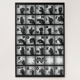 Deutsches Fingeralphabet 4 - schwarz / Legpuzzel