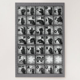 Deutsches Fingeralphabet 4 - schwarz / Puzzle Legpuzzel
