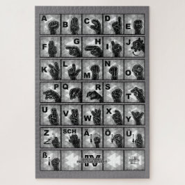 Deutsches Fingeralphabet 4 - schwarz / Puzzle Legpuzzel