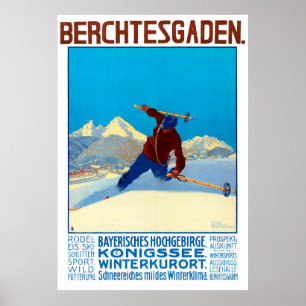 "Deutschland: Berchtesgaden - Wintersport Werbe Poster