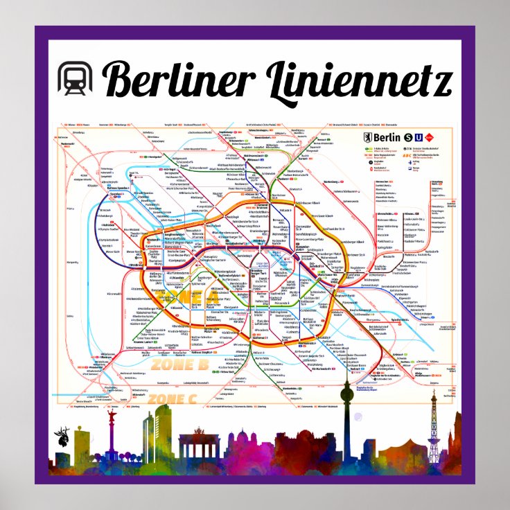 " Deutschland. BERLIN Liniennetz (S-/U-Bahn) ... Poster | Zazzle.be