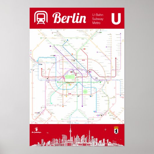 " Deutschland: BERLIN U-Bahn Metro MAP ... Poster (Voorkant)