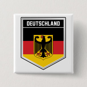 Deutschland/Duitsland Vlaggelschild Vierkante Button 5,1 Cm