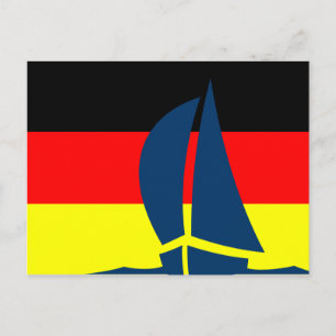 Deutschland German Flag Sailing Boat Nautical Briefkaart