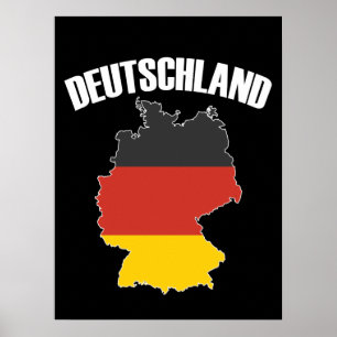 Deutschland Map - Duitse vlag - Duitsland reizen Poster