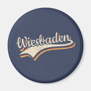 Deutschland Wiesbaden  Retro Typografie Magneet