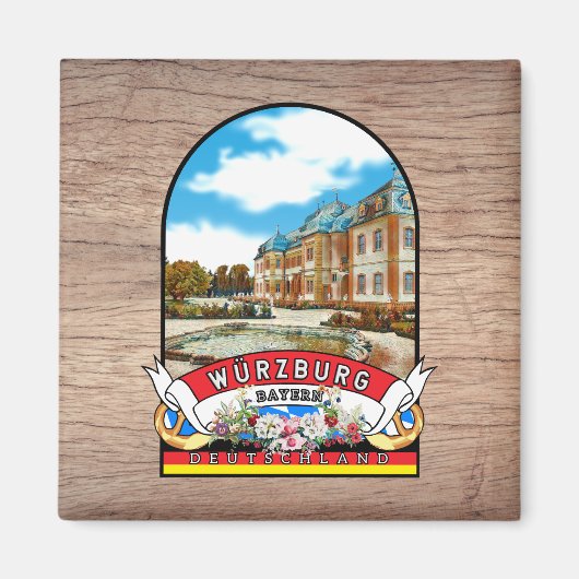 Deutschland Würzburg Vintages Souvenir Magneet (Voorkant)
