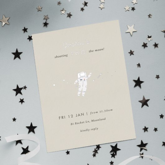 Deux à la Lune Fête Spatiale Invitation 2ème Anniv