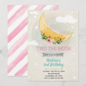 Deux à la lune fille douche thème invitation (Devant / Derrière)