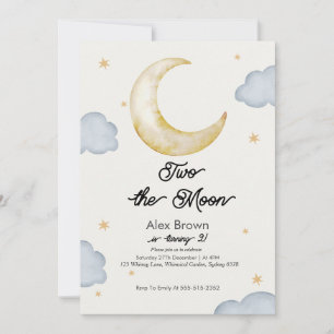 Deux à la lune Invitation d'anniversaire 2 ans gar