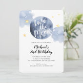 Deux à la Lune Invitation d'anniversaire de 2 ans (Debout devant)
