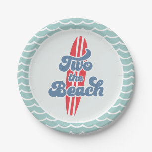 Deux à la plage Assiettes en papier pour 2e annive