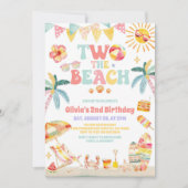 Deux à la plage Invitation d'anniversaire 2 ans Fê (Devant)
