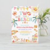 Deux à la plage Invitation d'anniversaire 2 ans Fê (Debout devant)
