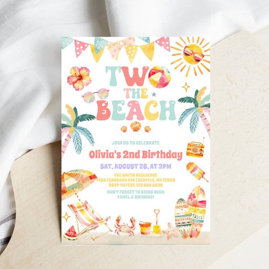 Deux à la plage Invitation d'anniversaire 2 ans Fê