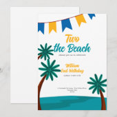 Deux à la plage invitation de 2e anniversaire mign (Devant / Derrière)