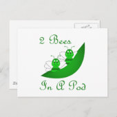 Deux Abeilles Dans Une Carte Postale Pod (Devant / Derrière)