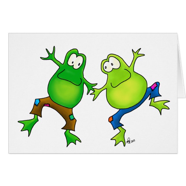 Deux amis sautants heureux de grenouille (Devant horizontal)