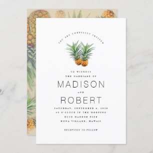 Deux ananas thème hawaïen invitation mariage