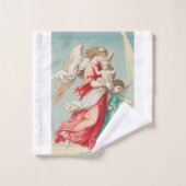 Deux anges portent un petit enfant (Gant de toilette)