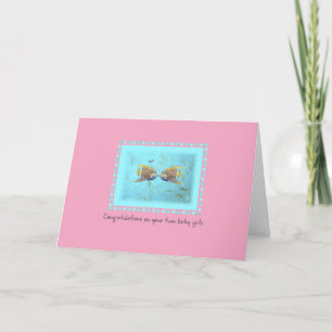 Deux Anges Twin Baby Girls Carte de voeux