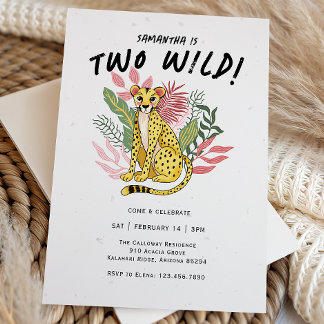 Deux Animaux de Fête Sauvages Invitation Anniversa