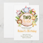 Deux animaux de fête sauvages Invitation d'anniver (Devant / Derrière)