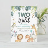 Deux animaux sauvages de Safari Invitation d'anniv (Debout devant)