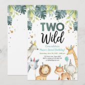 Deux animaux sauvages de Safari Invitation d'anniv (Devant / Derrière)