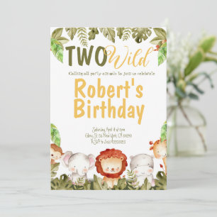 Deux animaux sauvages Safari 2e Invitation anniver