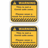 Deux autocollants vinyles d'avertissement Covid (Devant)