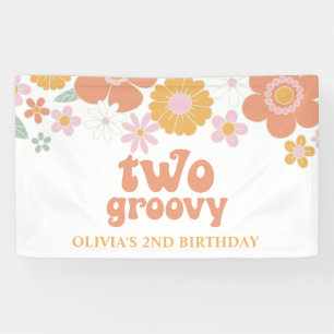 Deux bannières d'anniversaire florales rétro groov