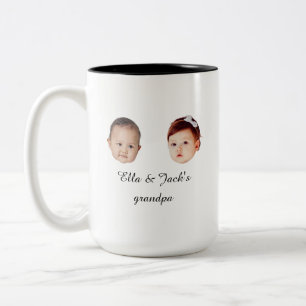 Deux bébé visage mug cadeau photo personnalisé