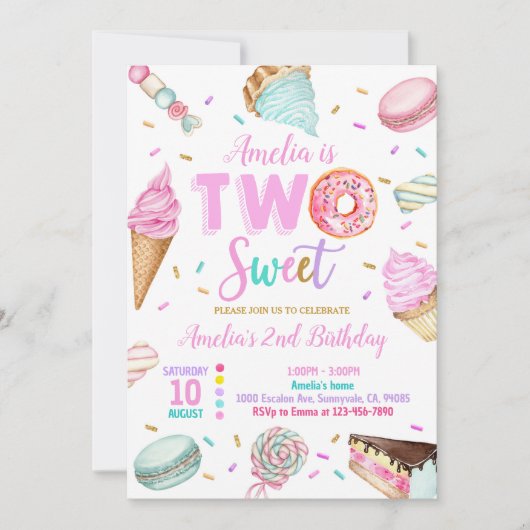 Deux beignets de dessert doux Invitation d'anniver (Devant)