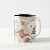 Deux Bichons et un Ami sur une Mug / Coupe (Devant droit)