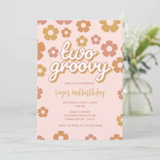 Deux Boho Daisy Super 2e Invitation d'anniversaire (Debout devant)