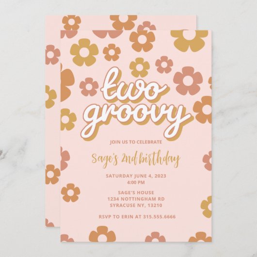 Deux Boho Daisy Super 2e Invitation d'anniversaire (Devant / Derrière)