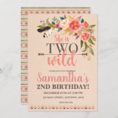 Deux Boho sauvage Chic Invitation d'anniversaire (Devant / Derrière)