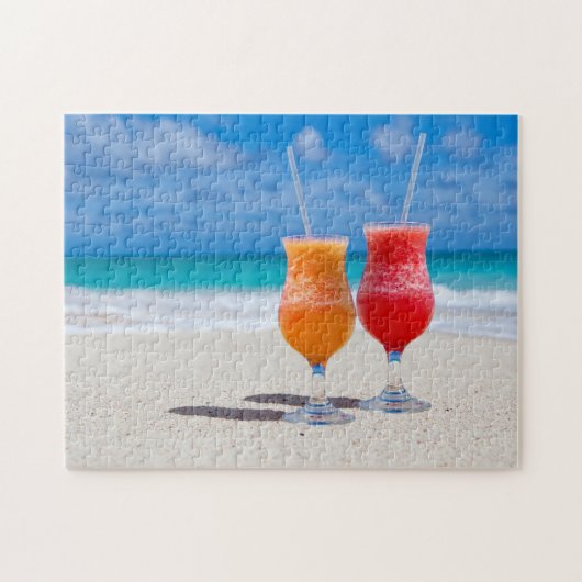 Deux boissons sur le puzzle de la plage côtière (Horizontal)